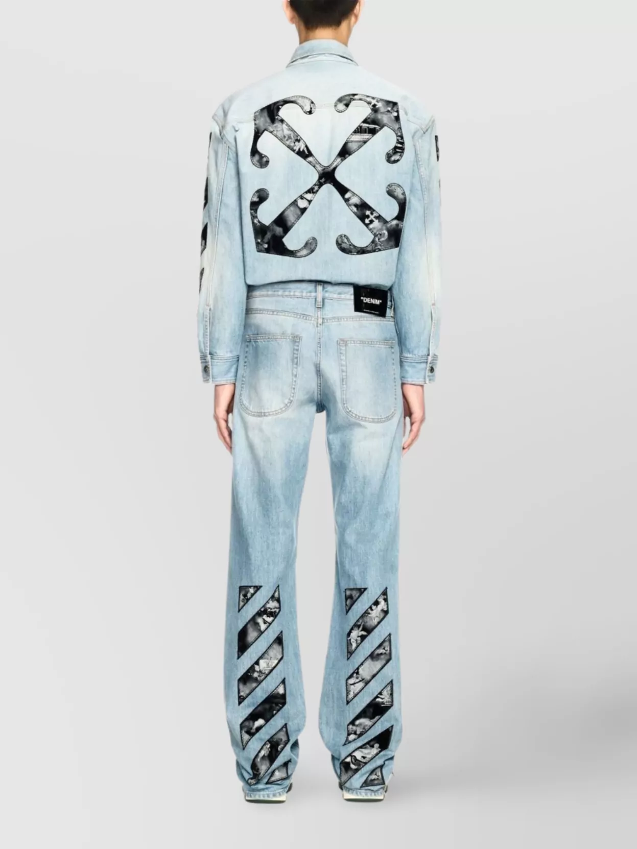 Off-White Chevron Pattern Cotton Trousers