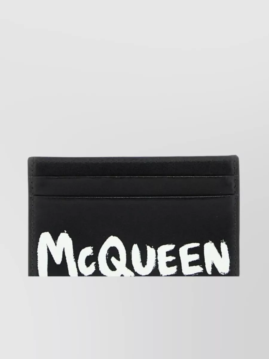 Shop Alexander Mcqueen Logo Print Card Holder In Black