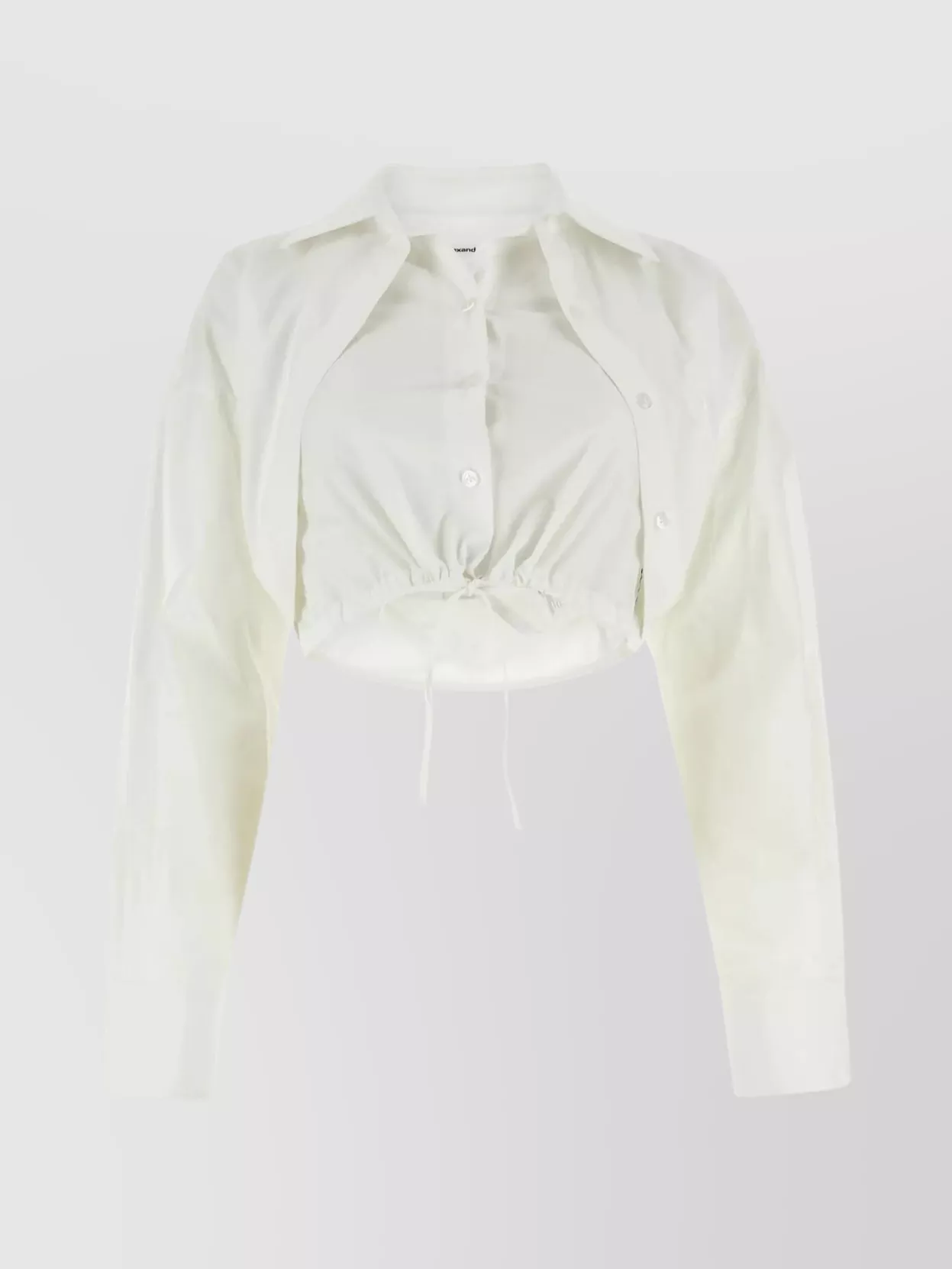 Shop Alexander Wang Cropped Poplin Shirt With Adjustable Drawstring Hem In Cream