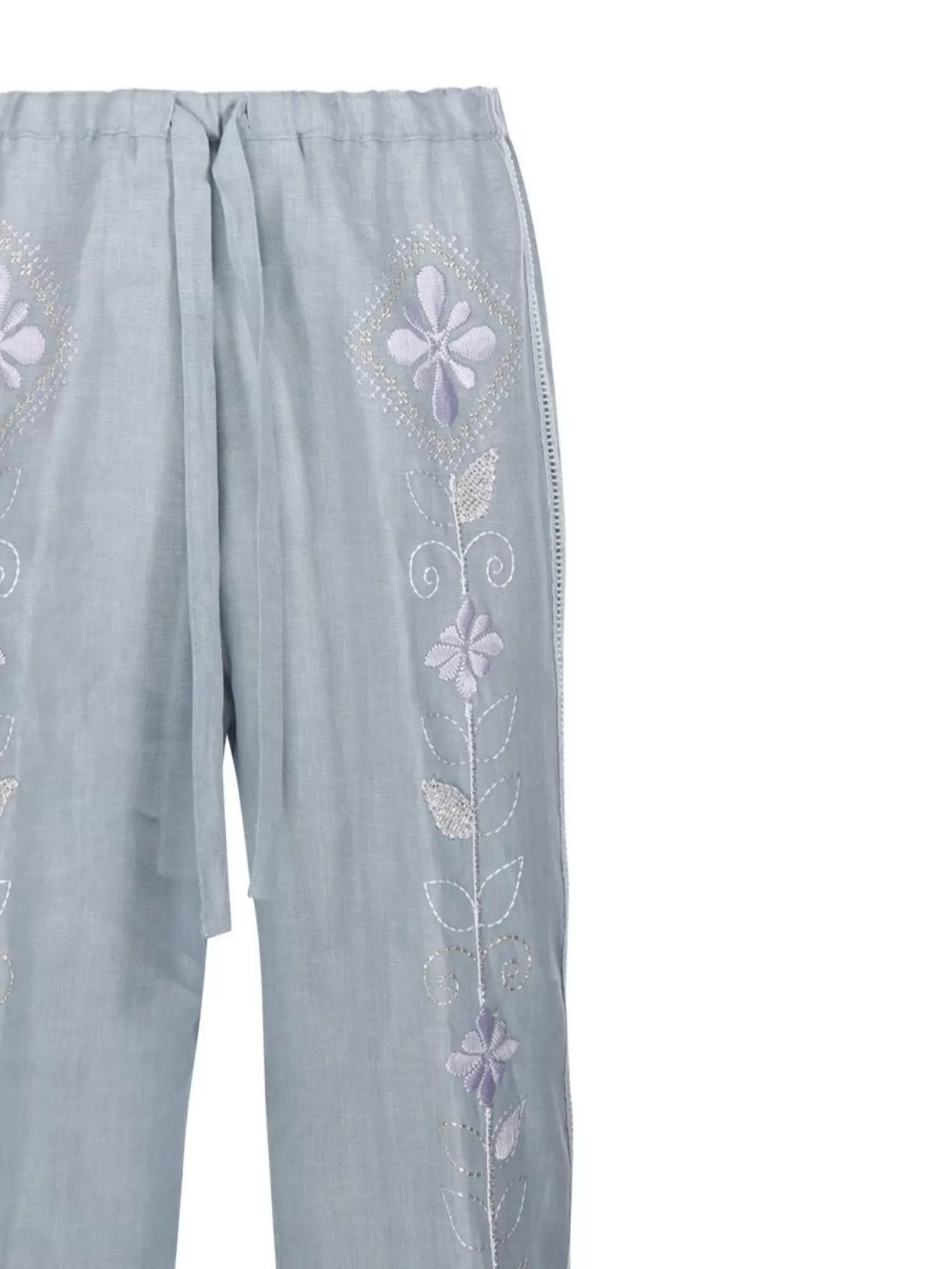 FORTE FORTE ELASTIC WAISTBAND EMBROIDERED DRAWSTRING PANT