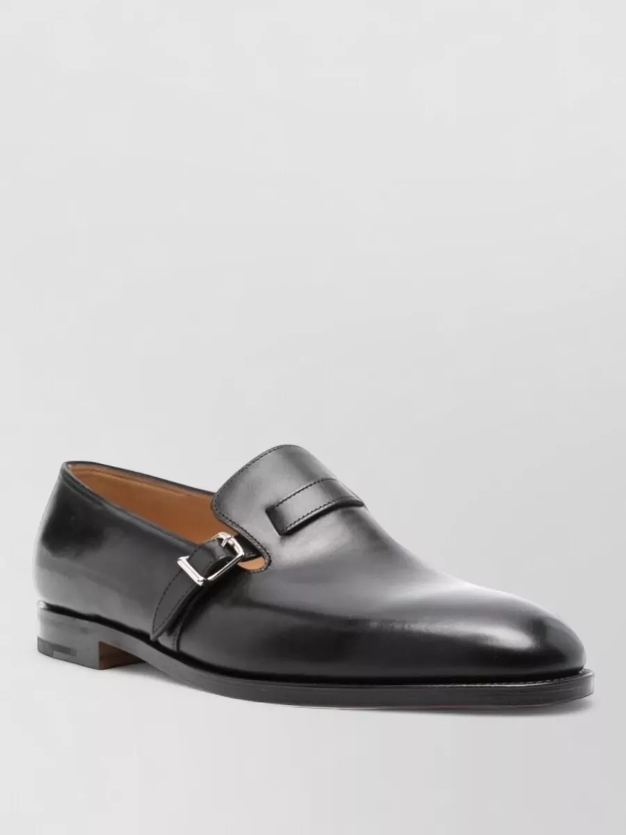 John Lobb leather monk strap loafers