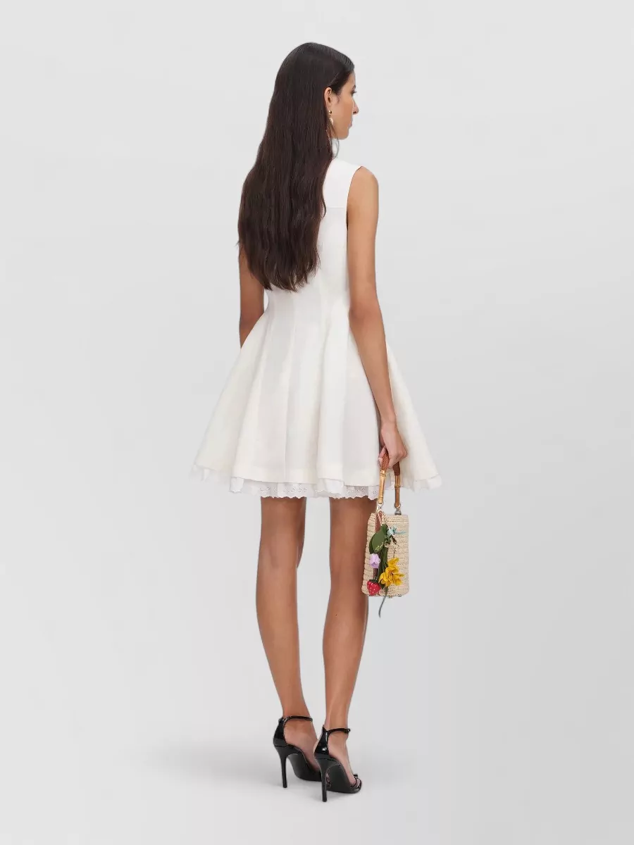 Self-Portrait Linen Blend Sleeveless Mini Dress