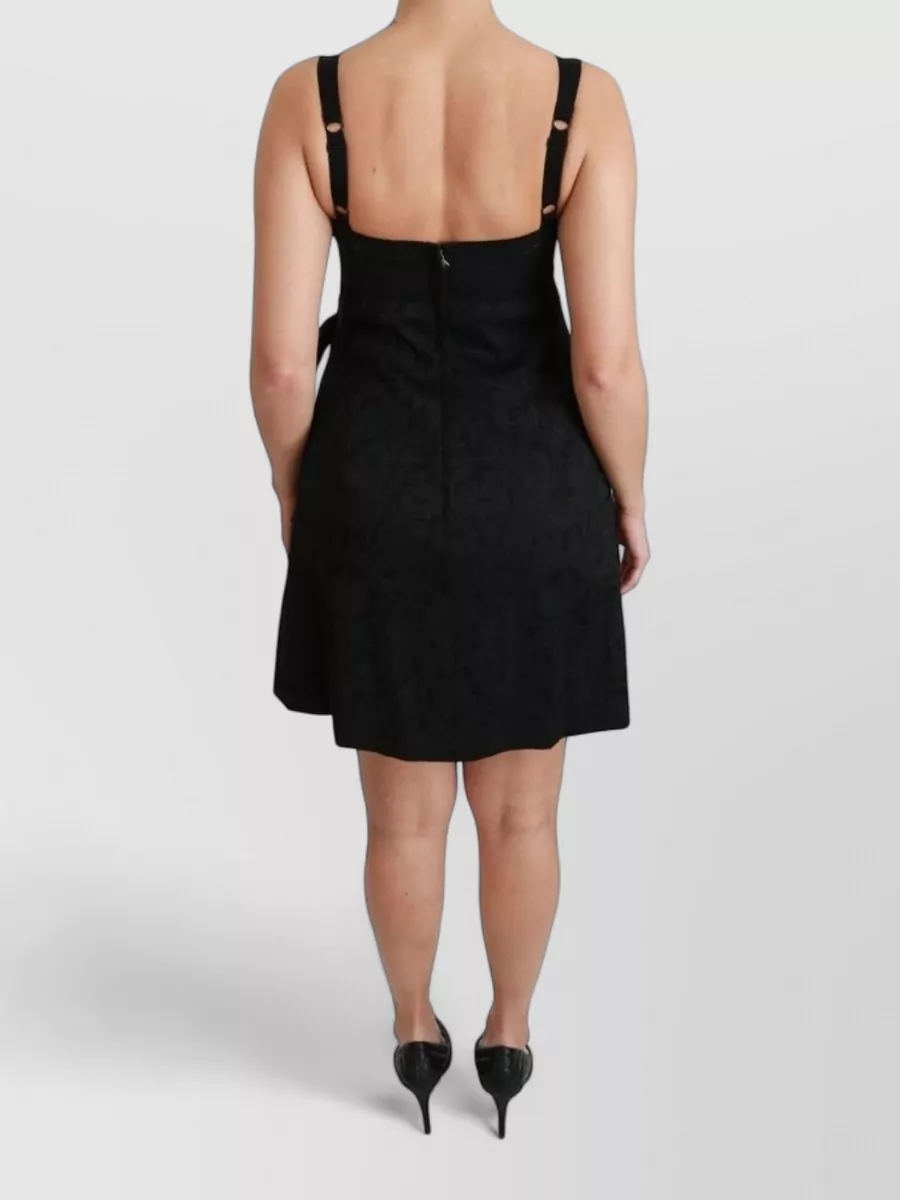 Dolce&Gabbana Silk Jacquard Sleeveless Sweetheart Neck Wrap Mini Dress