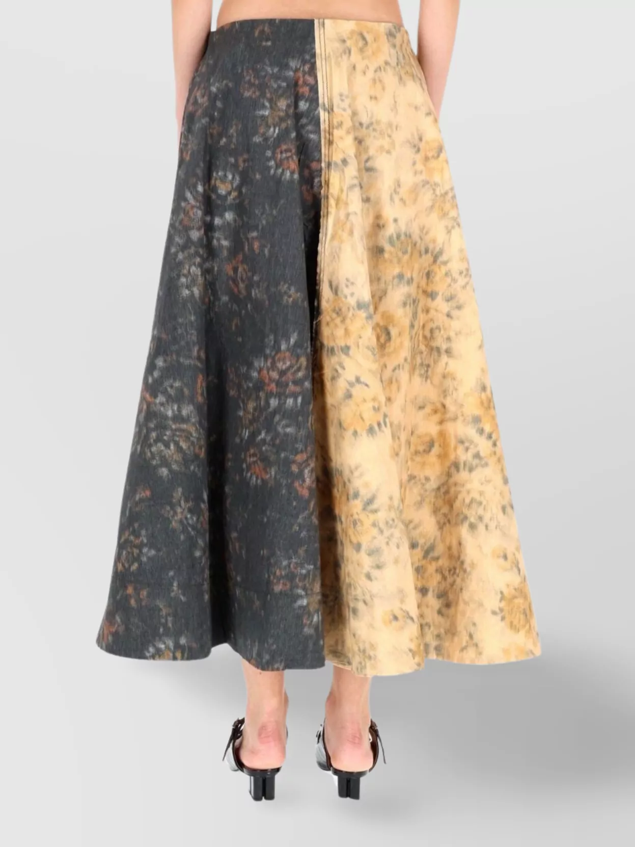 Ganni Floral Flared Ankle Length High Waist Skirt