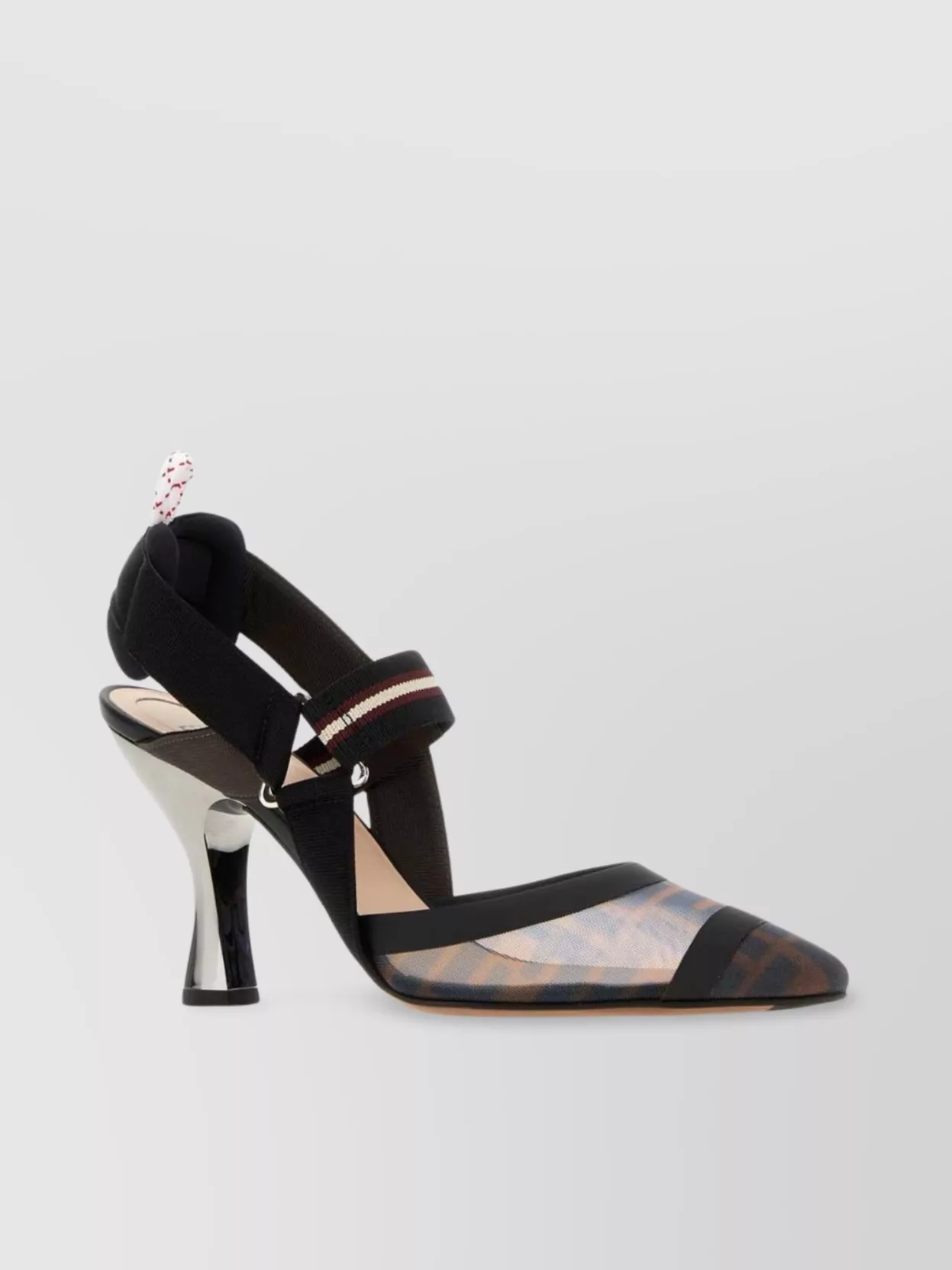Fendi Slingback Brown Nylon Sandals In Multi