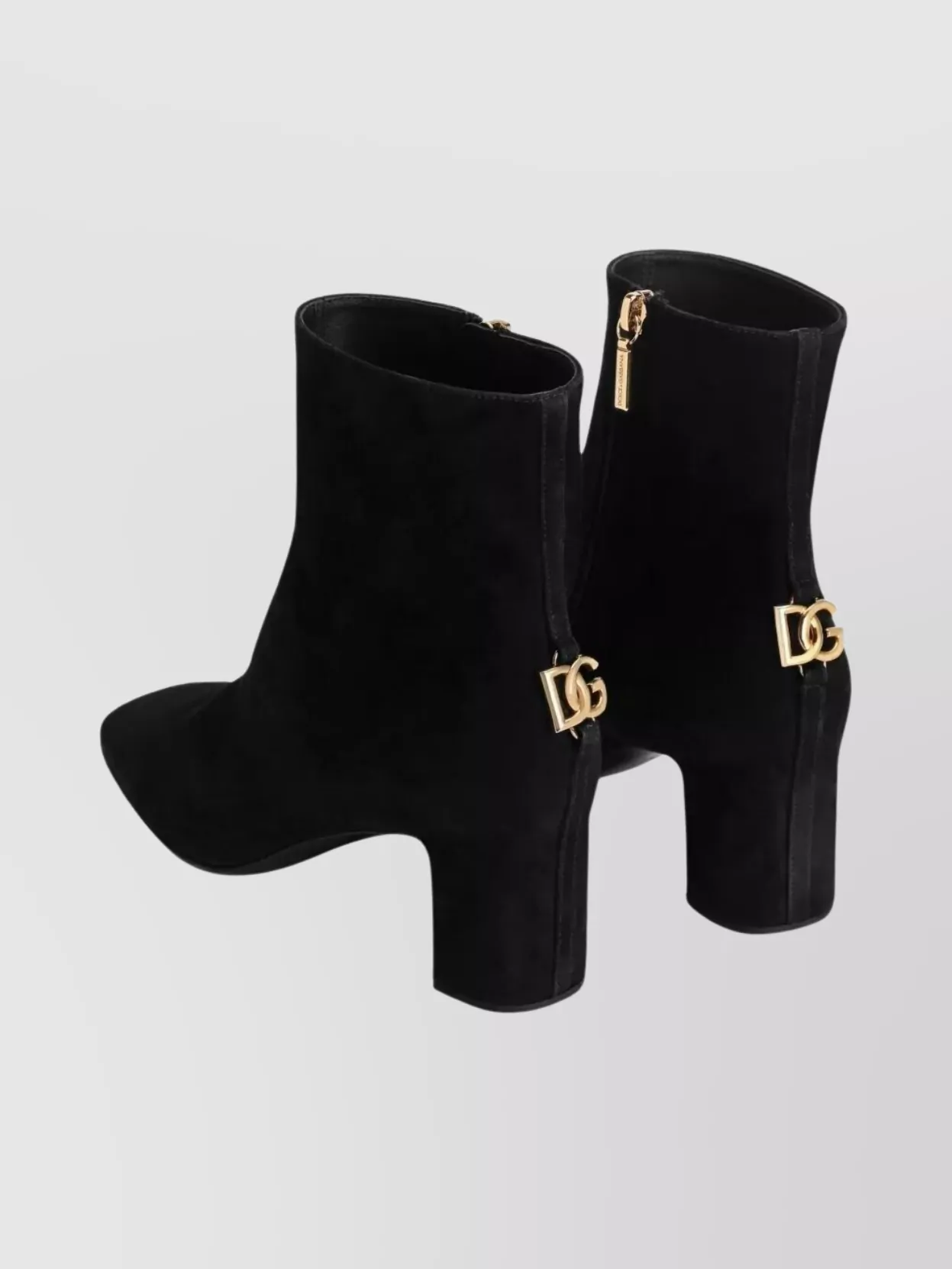 Dolce & Gabbana Suede Ankle Boots Block Heel In Black