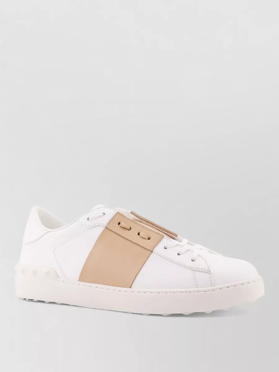 Valentino Garavani Leather Sneakers Iconic Stripe Rubber Studs