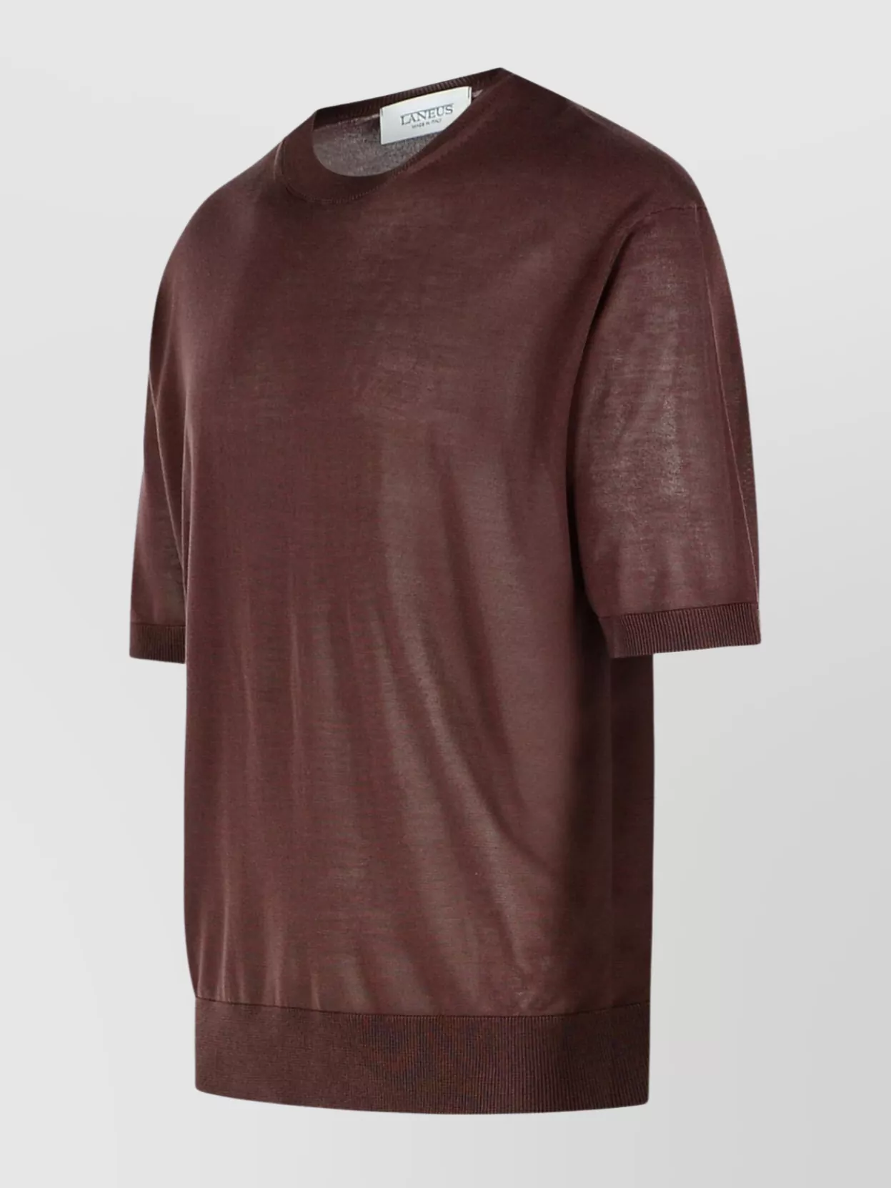 Laneus Short Sleeve Round Neck Sheer Sweater