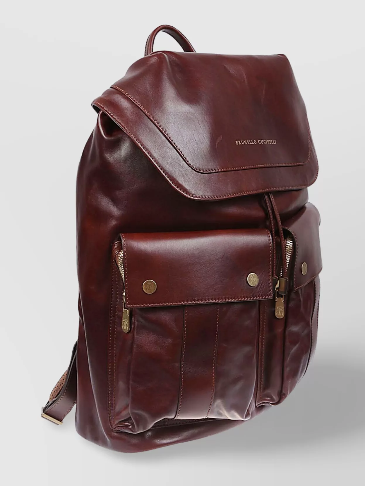 Brunello Cucinelli Leather Backpack With Adjustable Shoulder Straps