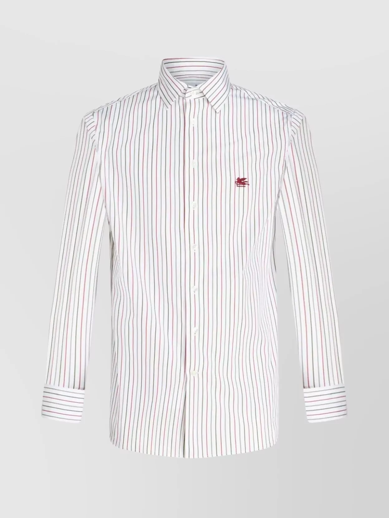 Shop Etro Spread Collar Striped Logo Shirt
