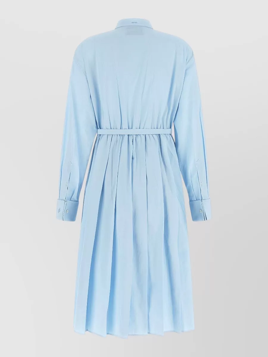 Prada Cotton Poplin Belted Shirt Midi Dress
