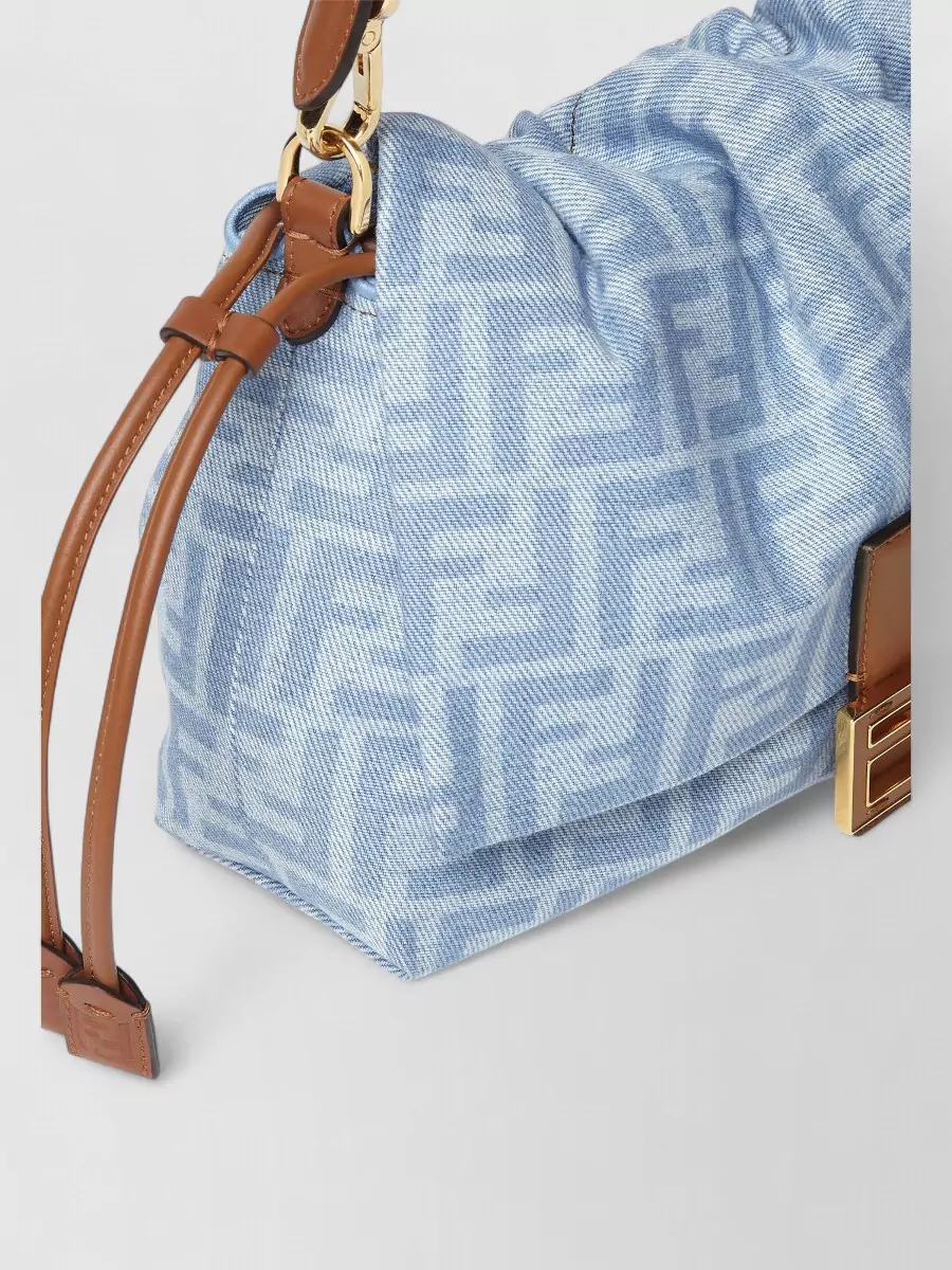 Fendi Mamma Baguette Medium Denim Bucket Bag