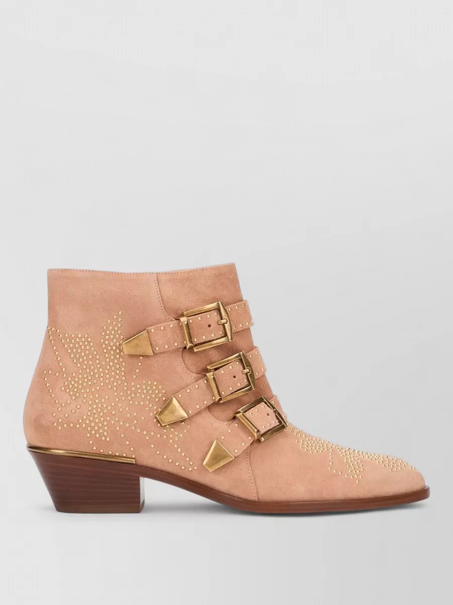 Chloé Suede Studded Ankle Boots