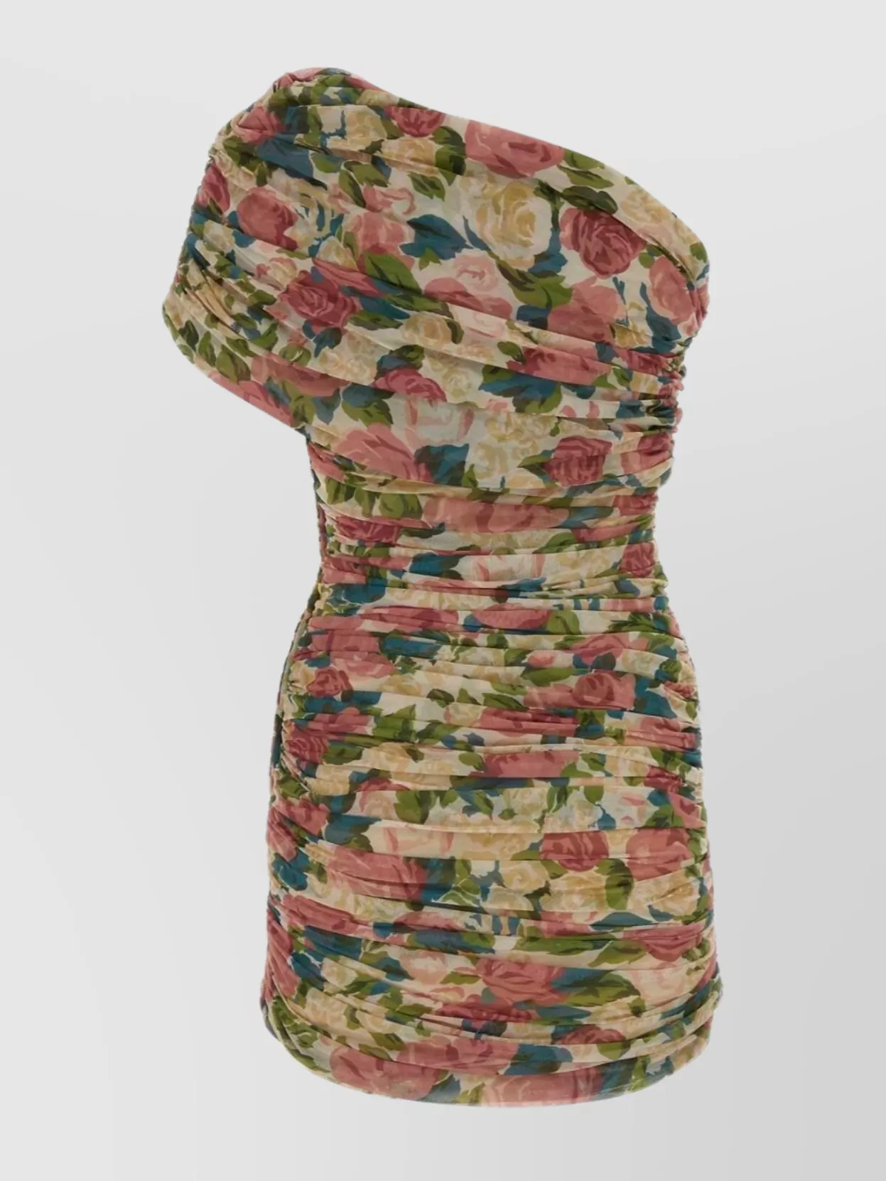 Shop Saint Laurent Strapless Floral Print Tulle Mini Dress