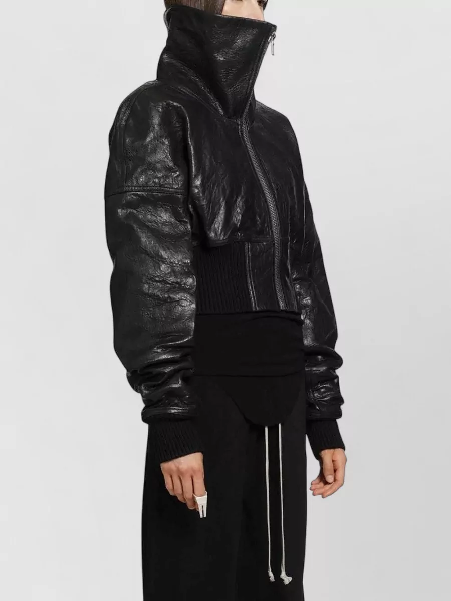 Rick Owens Leather Cropped Padded Bomber Jacket