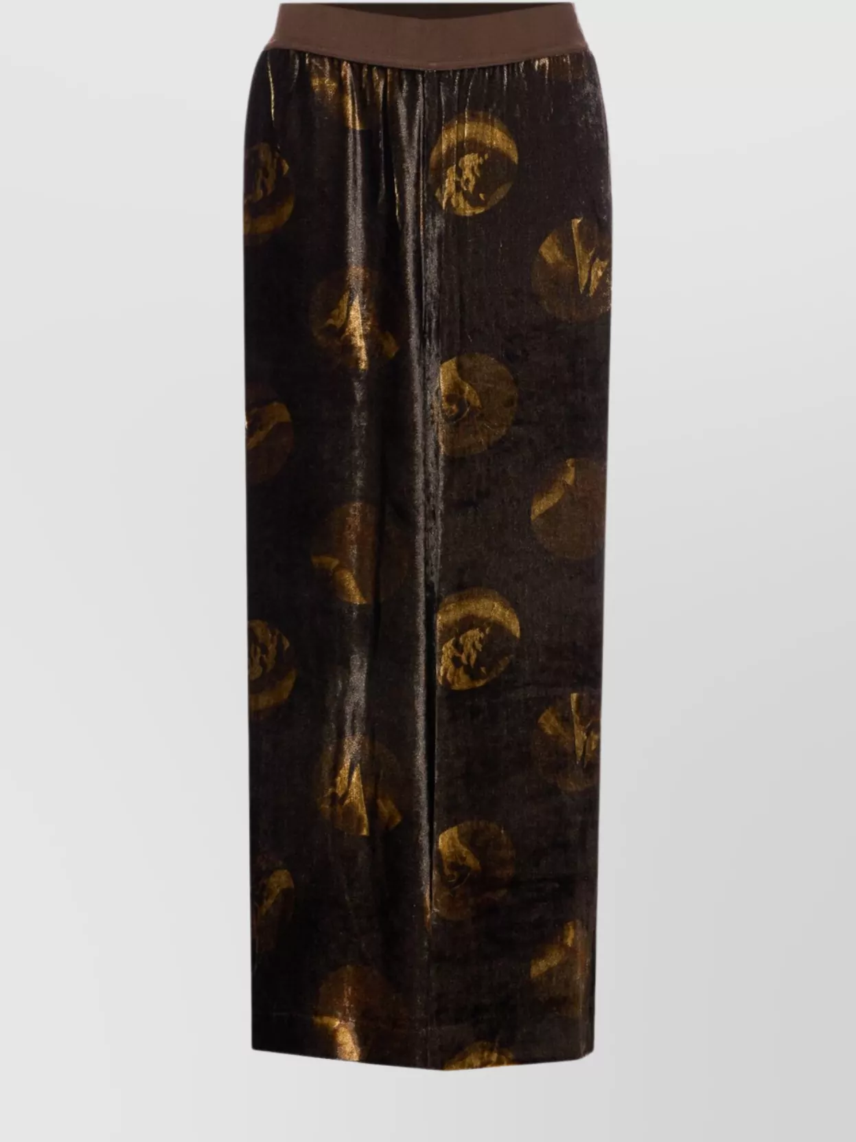 Uma Wang Wide Leg Velvet Trousers With Abstract Print In Brown
