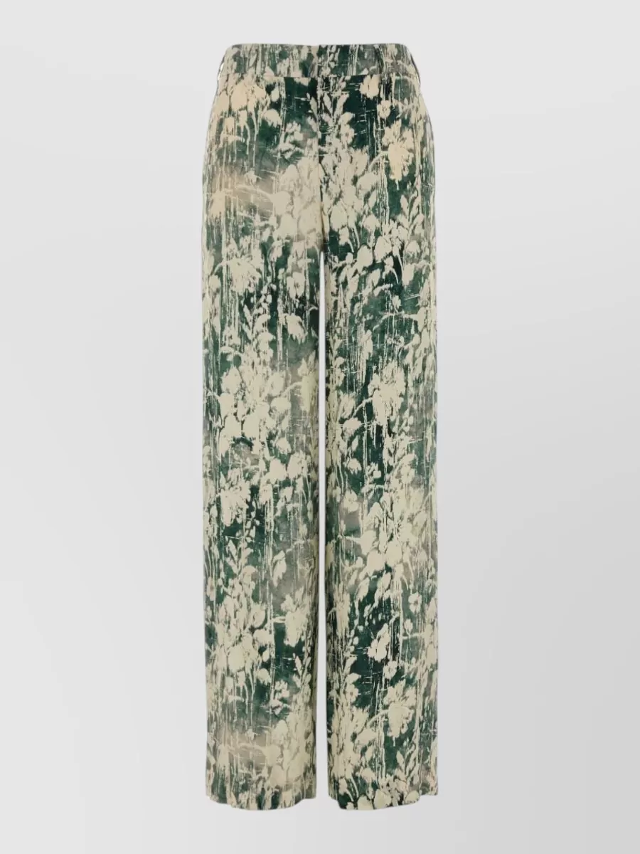 Pt Torino printed satin wide-leg trousers