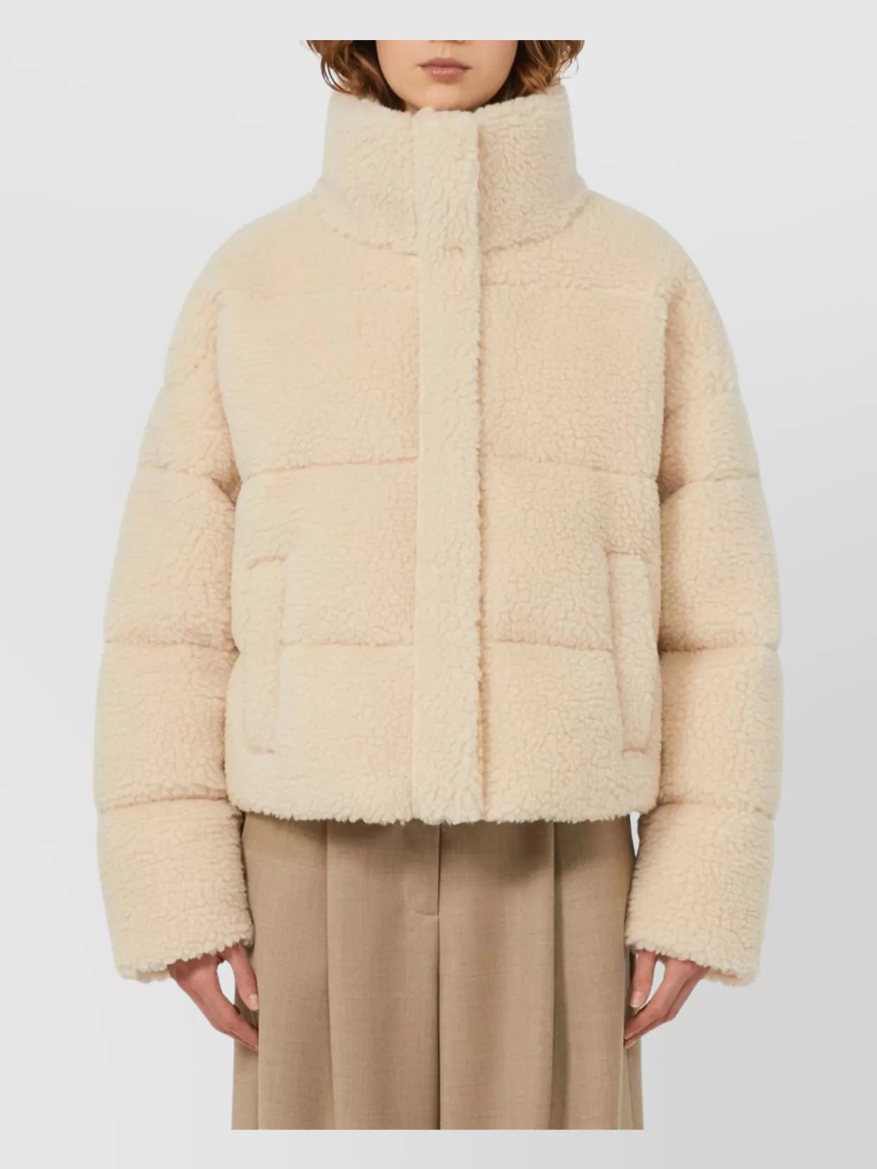 Weekend Max Mara Alfredo Padded Coat High Collar Front Pockets In Gold