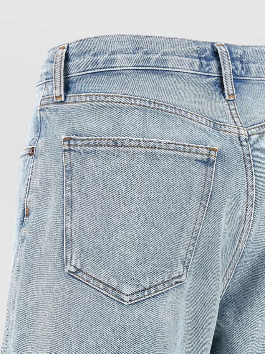 Agolde High-Rise Wide-Leg Denim Knee-Length Shorts