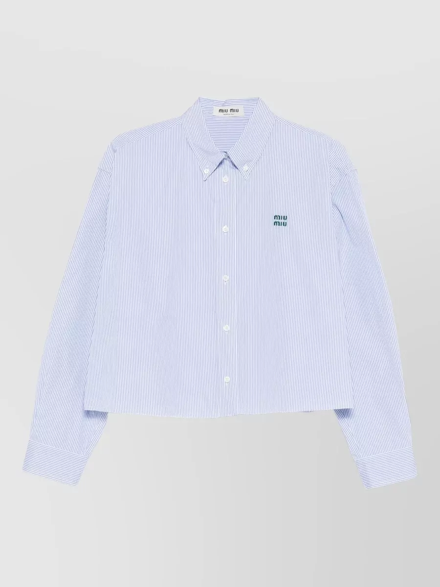 Miu Miu Shirt Button Down Collar Long Sleeves Stripes In Blue