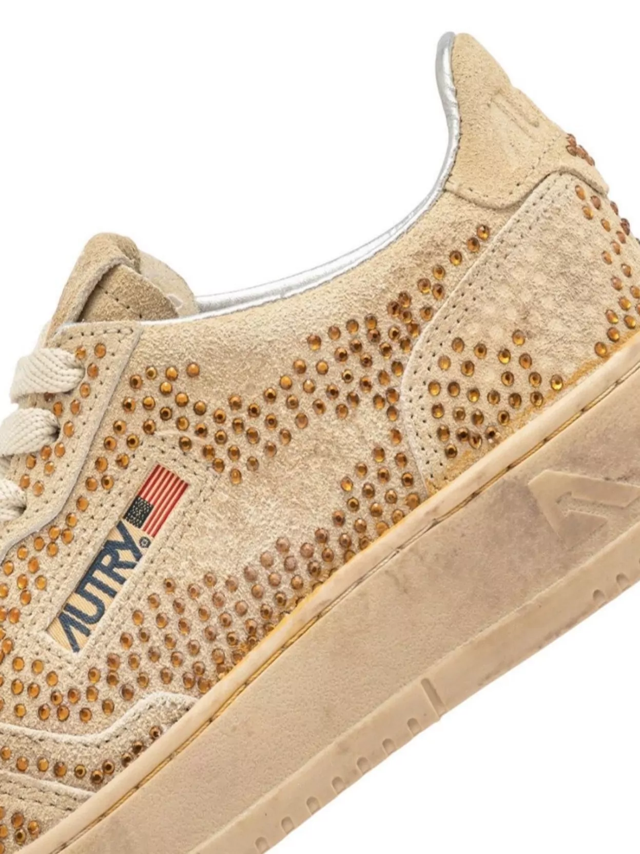 Autry Suede Rhinestone Low-Top Sneakers