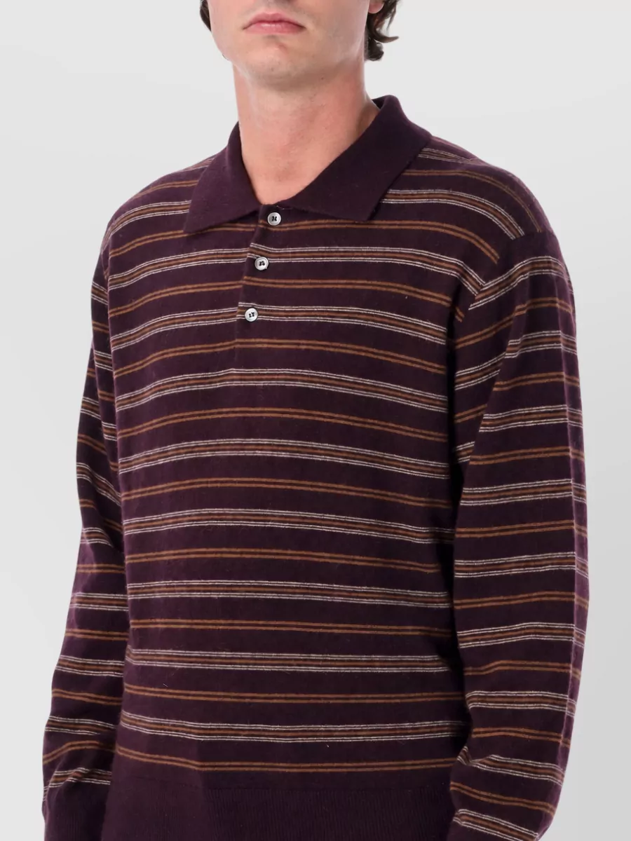 Dunst Striped Relaxed-Fit Long-Sleeve Polo Shirt