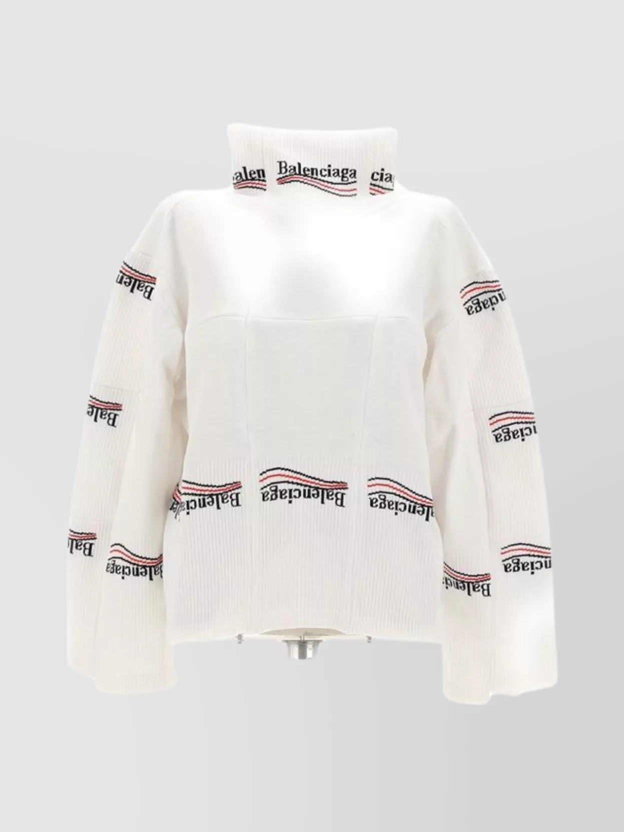 Balenciaga Distressed Jumper Cropped Ribbed Hem In White