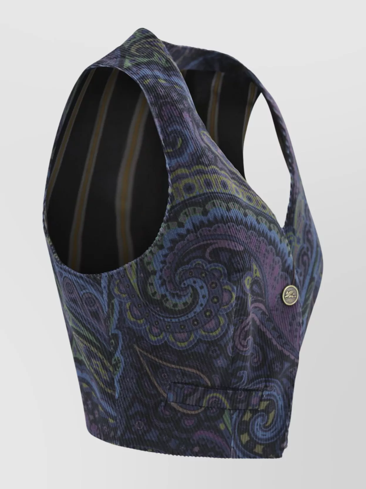 Etro Jacquard Paisley Corduroy Velvet Waistcoat