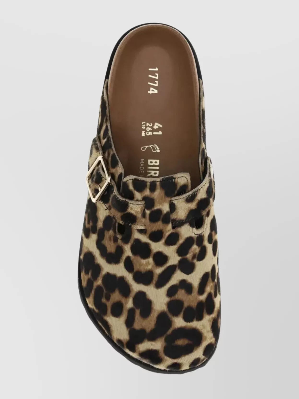 Birkenstock 1774 Animal Print Flat Sole Mules With Buckle In Brown