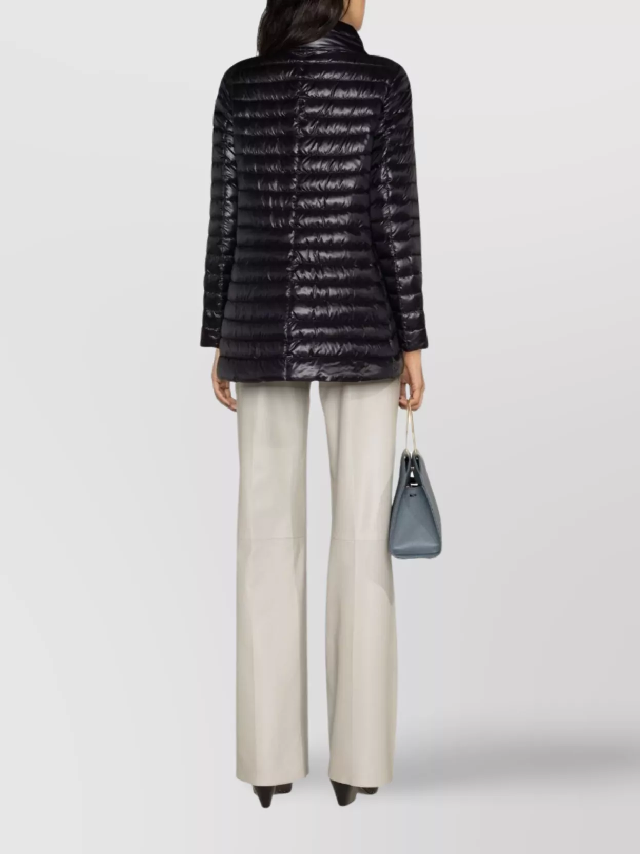 Herno Black Down Jacket With Snap Buttoned High Neck In Tech Fabric Woman