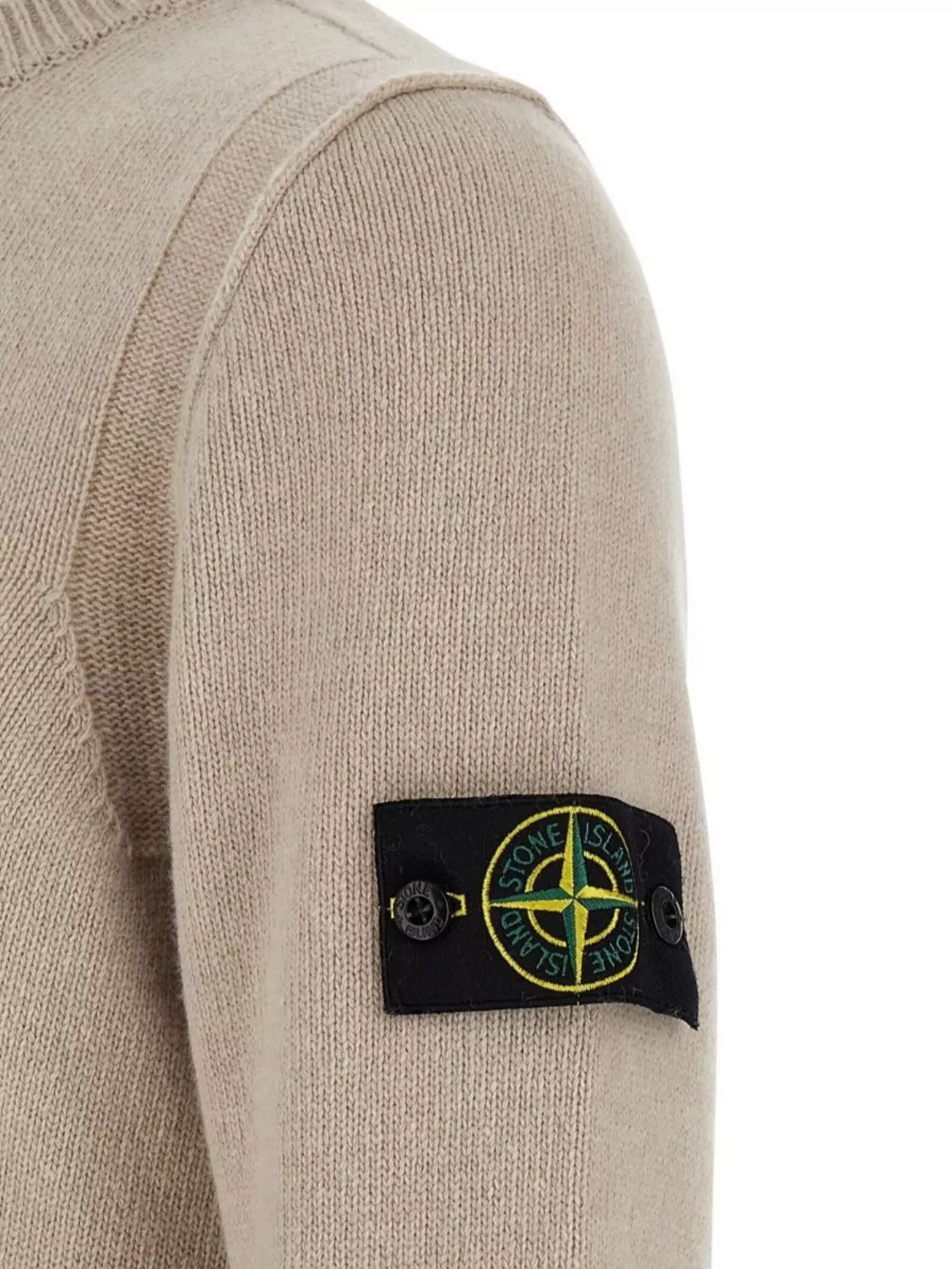 Stone Island Logo Badge Sweater Sweaters And Cardigans Beige In Neutral