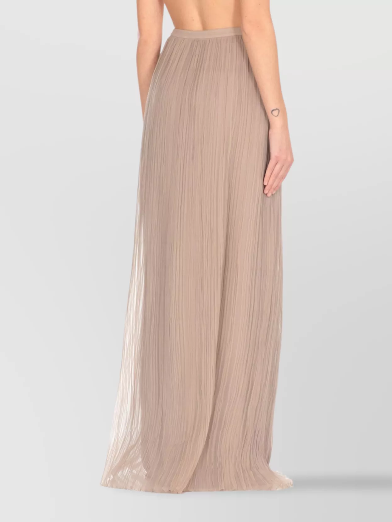 Alberta Ferretti Pleated Floral Embroidered Silk Skirt