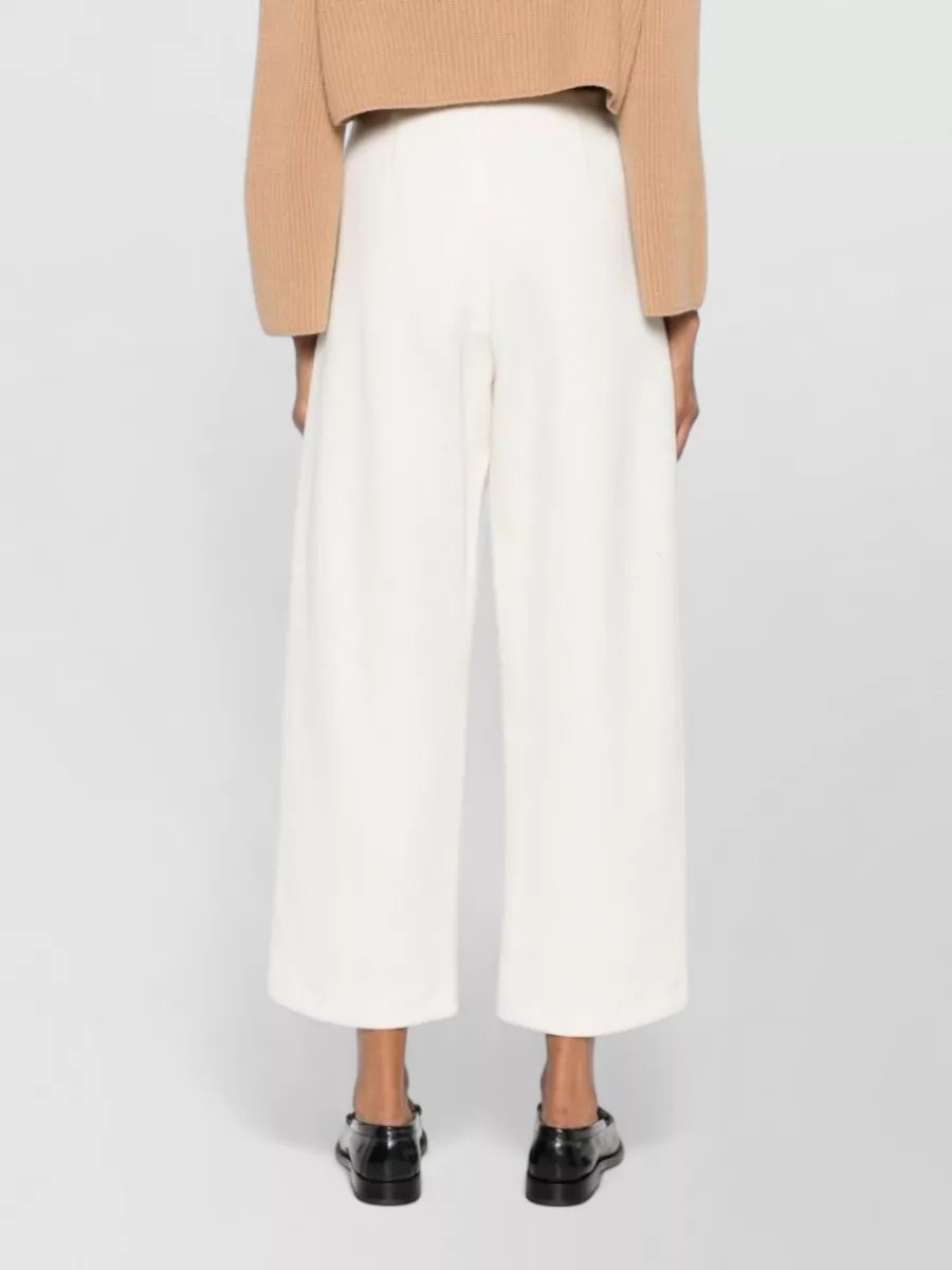 Max Mara Wool Cotton Trousers Wide Leg High Waist
