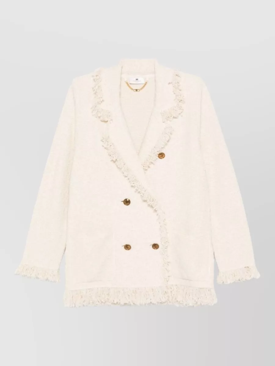 Elisabetta Franchi Cotton double-breasted tweed jacket