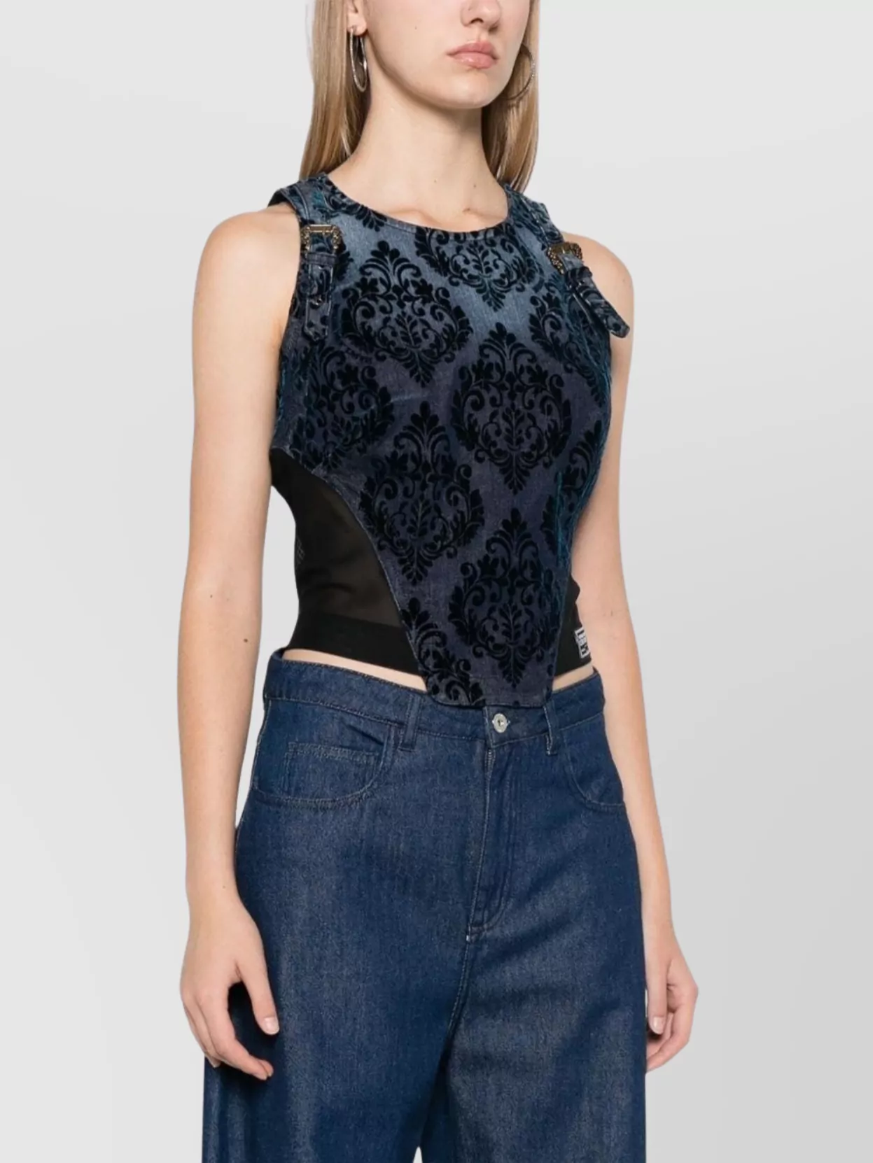 Versace Jeans Couture Ocean Top With Baroque Buckle Detail