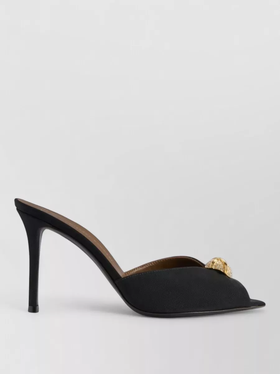 Giuseppe Zanotti Leather Crystal-Embellished Open-Toe Mules