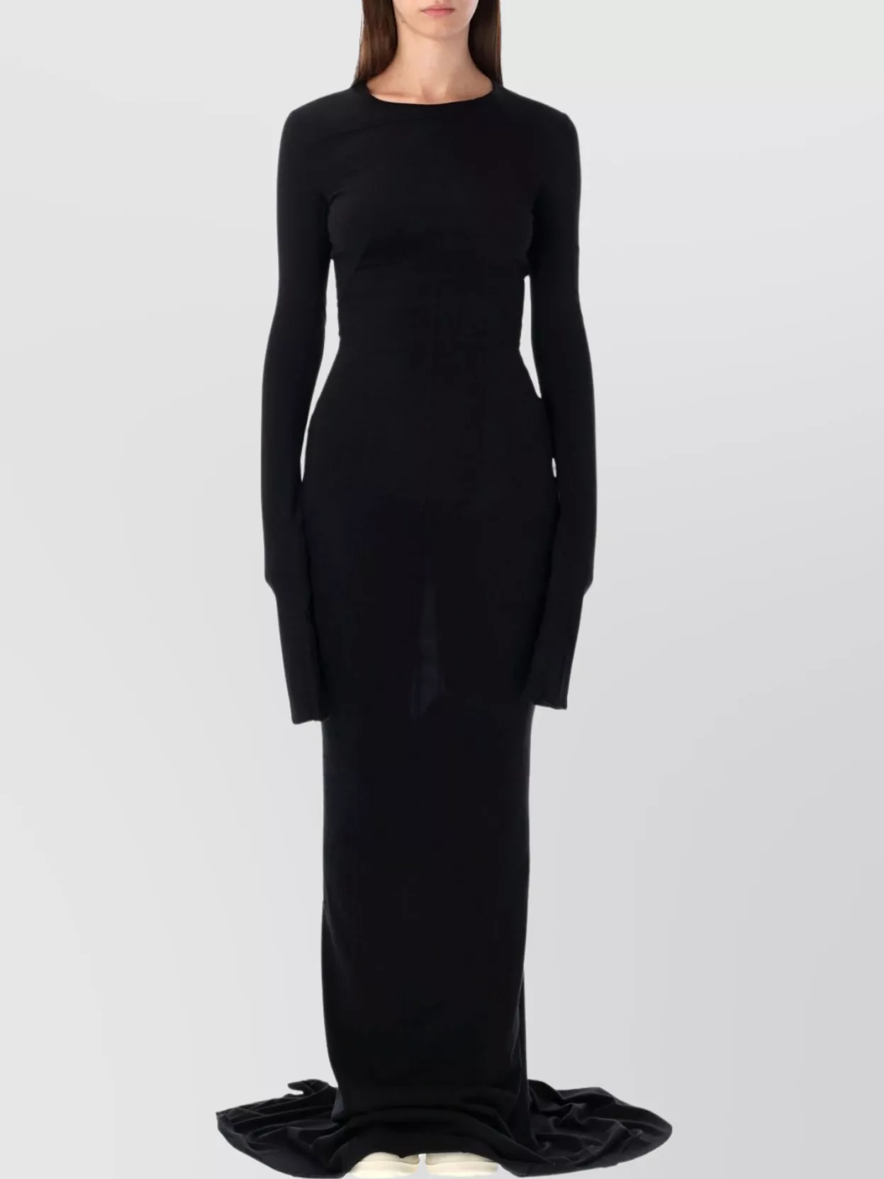 Rick Owens Drkshdw Floor-length Fitted Gown Long Sleeves In Black