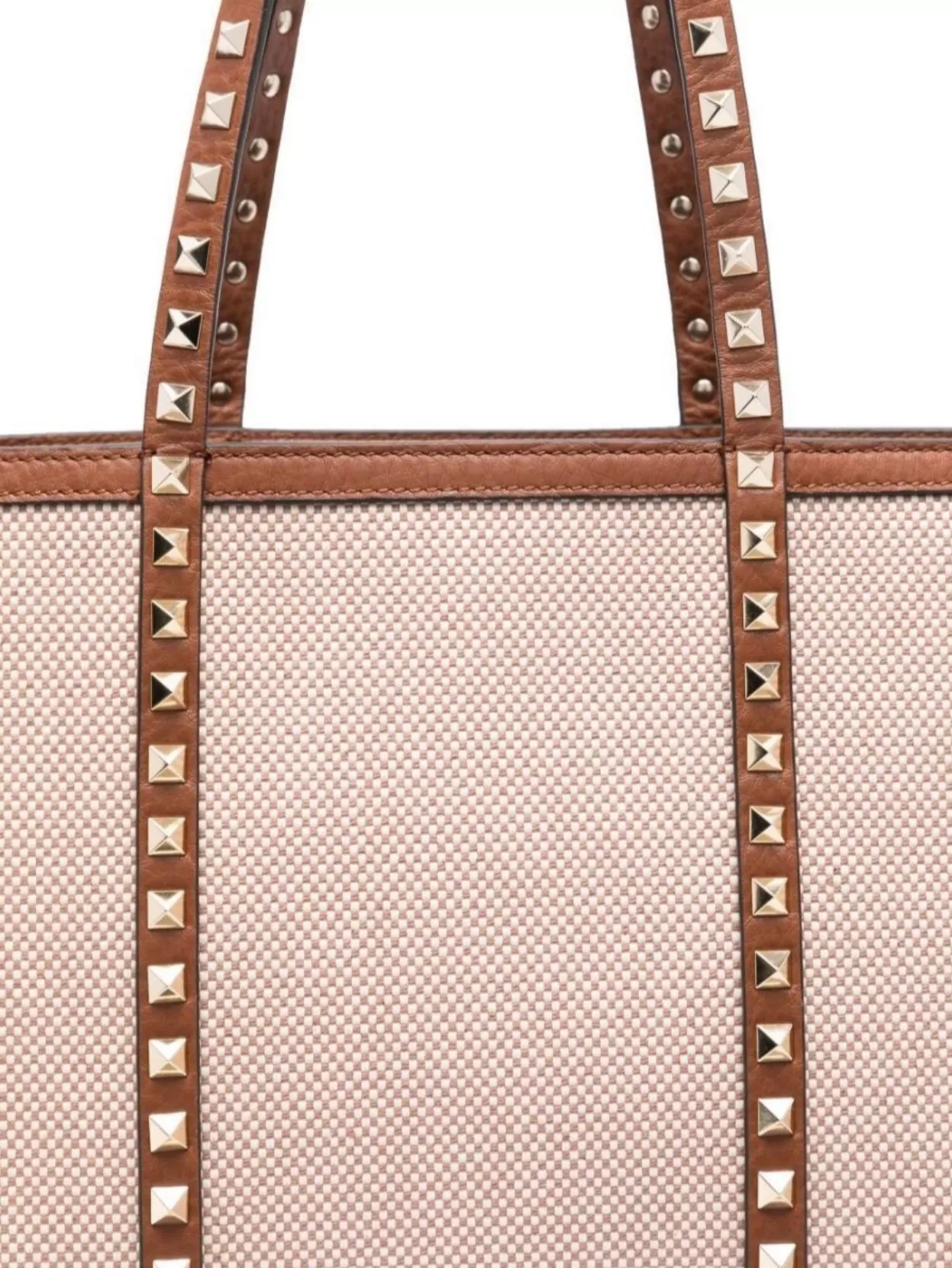 Shop Valentino Rockstud Trim Canvas Medium Tote