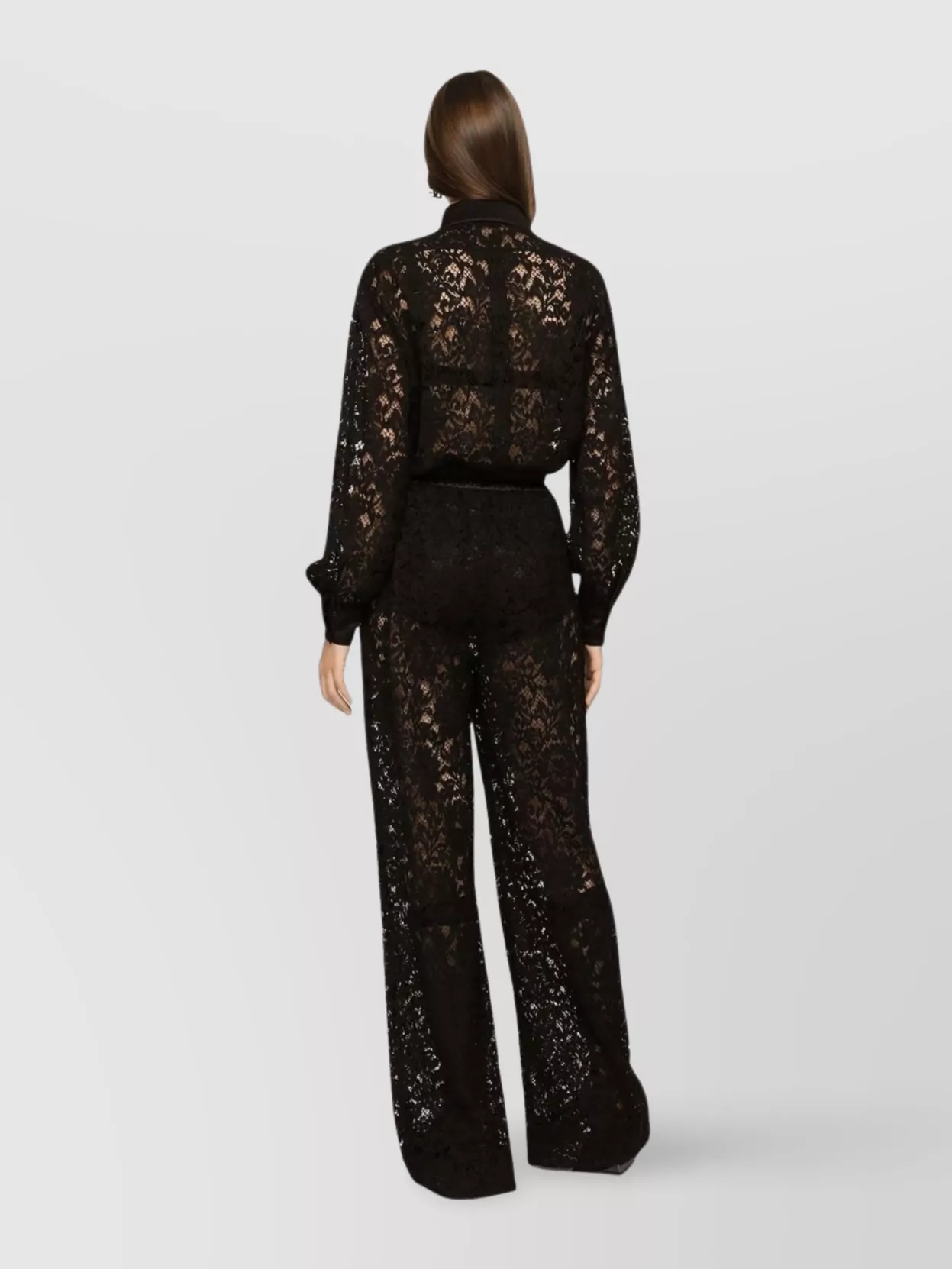 Dolce&Gabbana Long Lace Shirt Jumpsuit With Silk-Cotton Blend