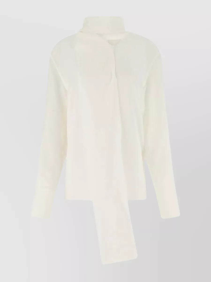Shop Givenchy Extended Collar Silk Crepe Blouse In Cream