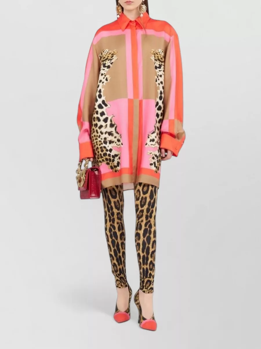 Roberto Cavalli Silk Knee-Length Dress