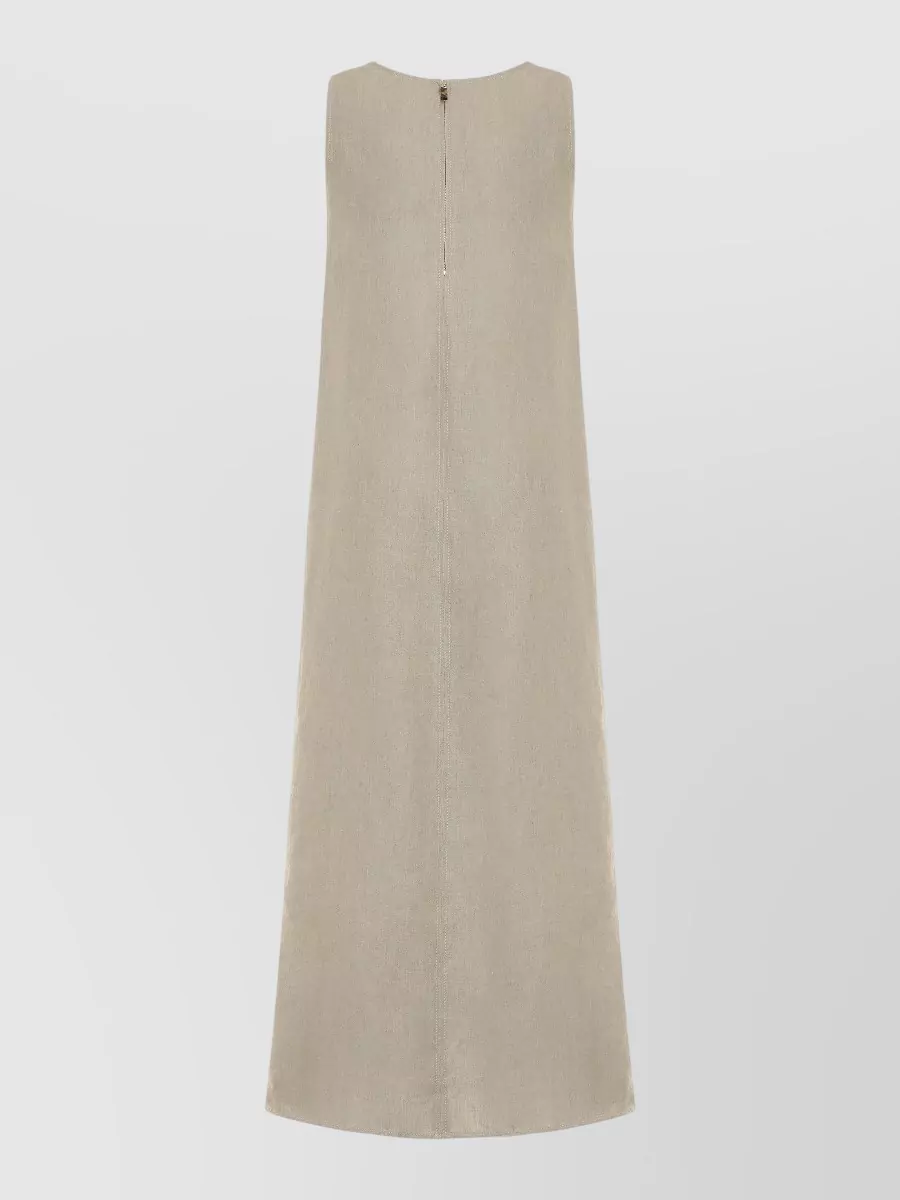 Max Mara Linen Flared Maxi Dress