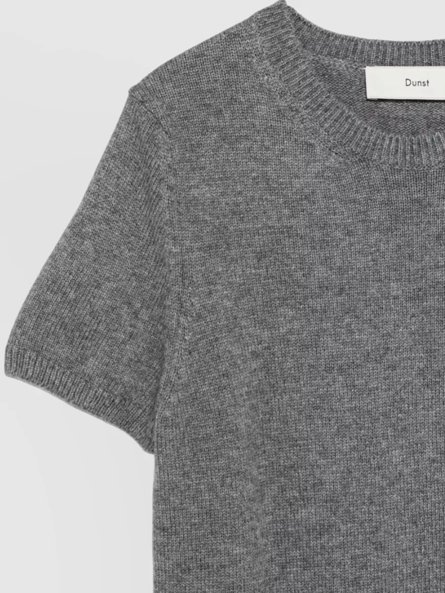 Dunst Cashmere Wool-Blend Ribbed Short-Sleeve Crewneck Sweater