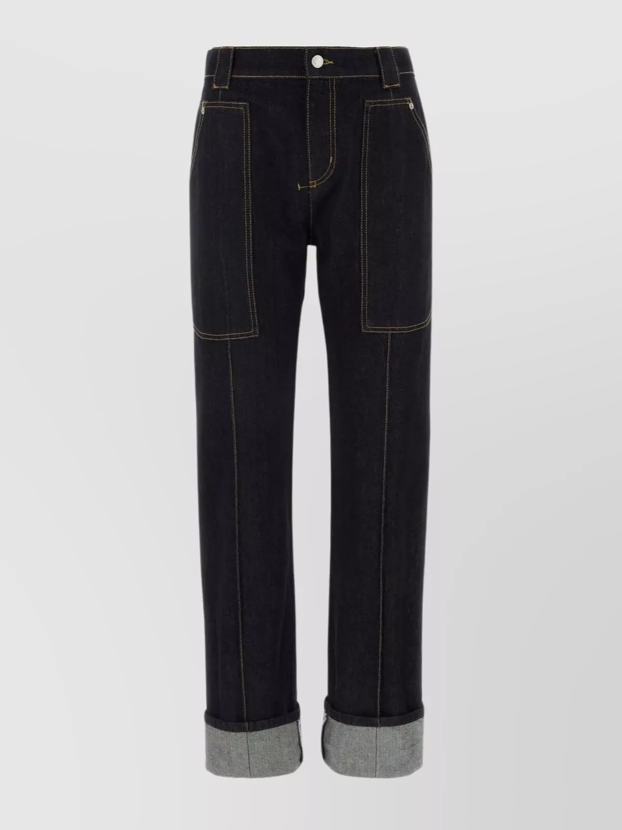 Shop Alexander Mcqueen Foldable Cuff Denim Trousers In Black