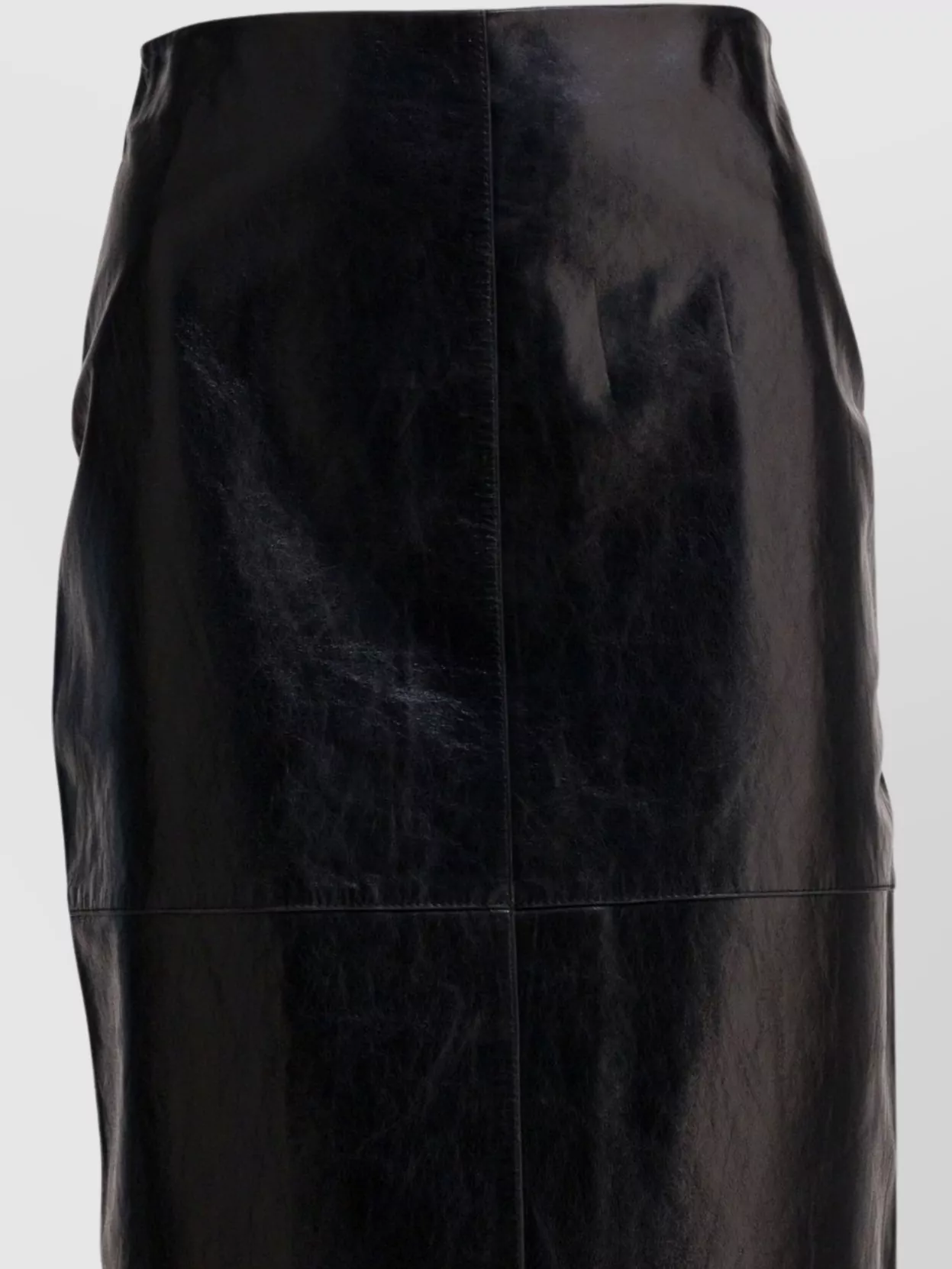 Sportmax High Waist Leather Midi Skirt With Slit In Black
