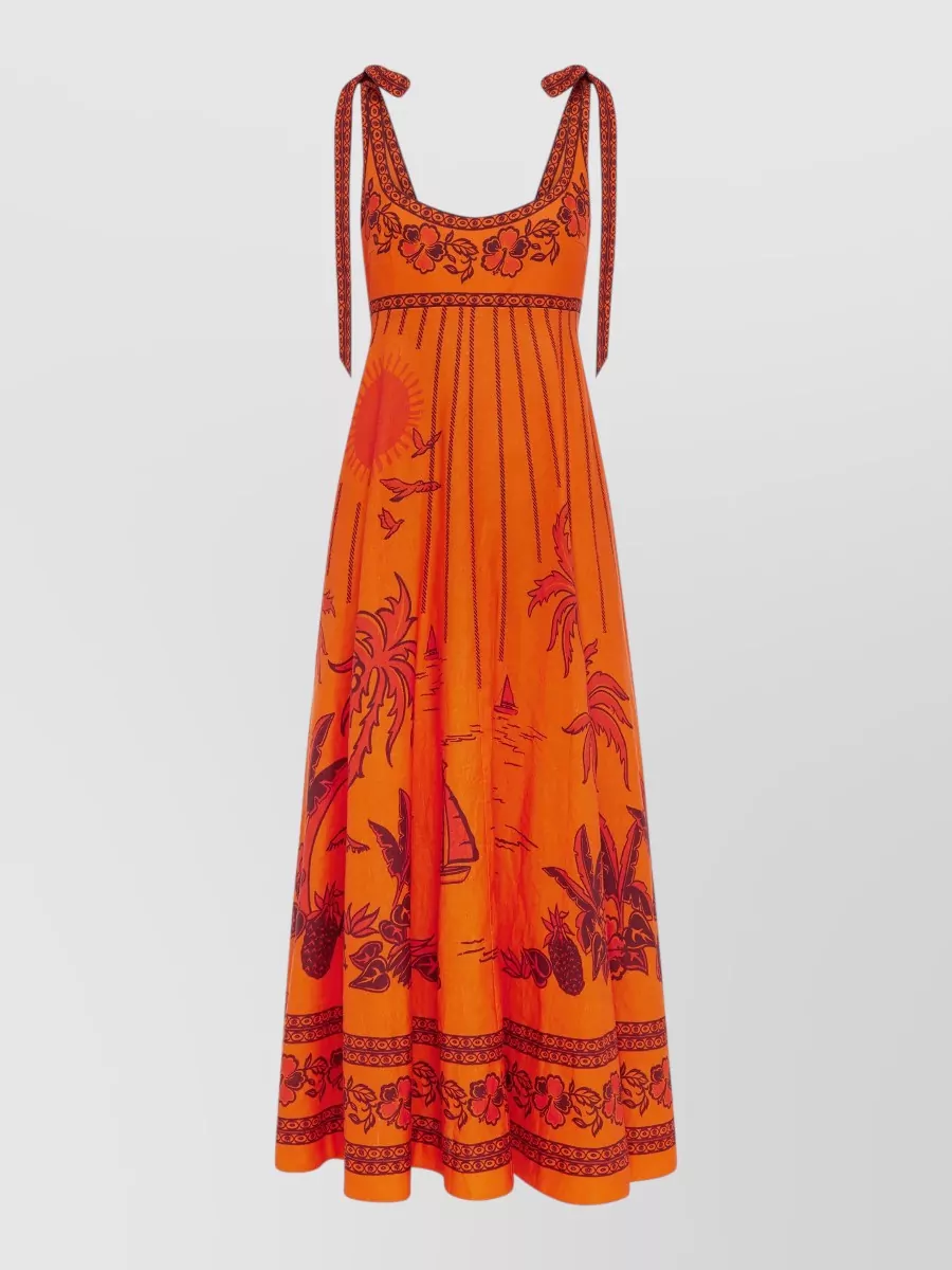 Alémais Linen curved neckline midi beach dress