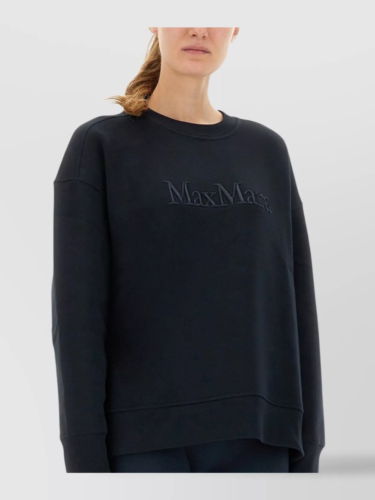 S Max Mara Logo Cotton Crew Neck Sweatshirt