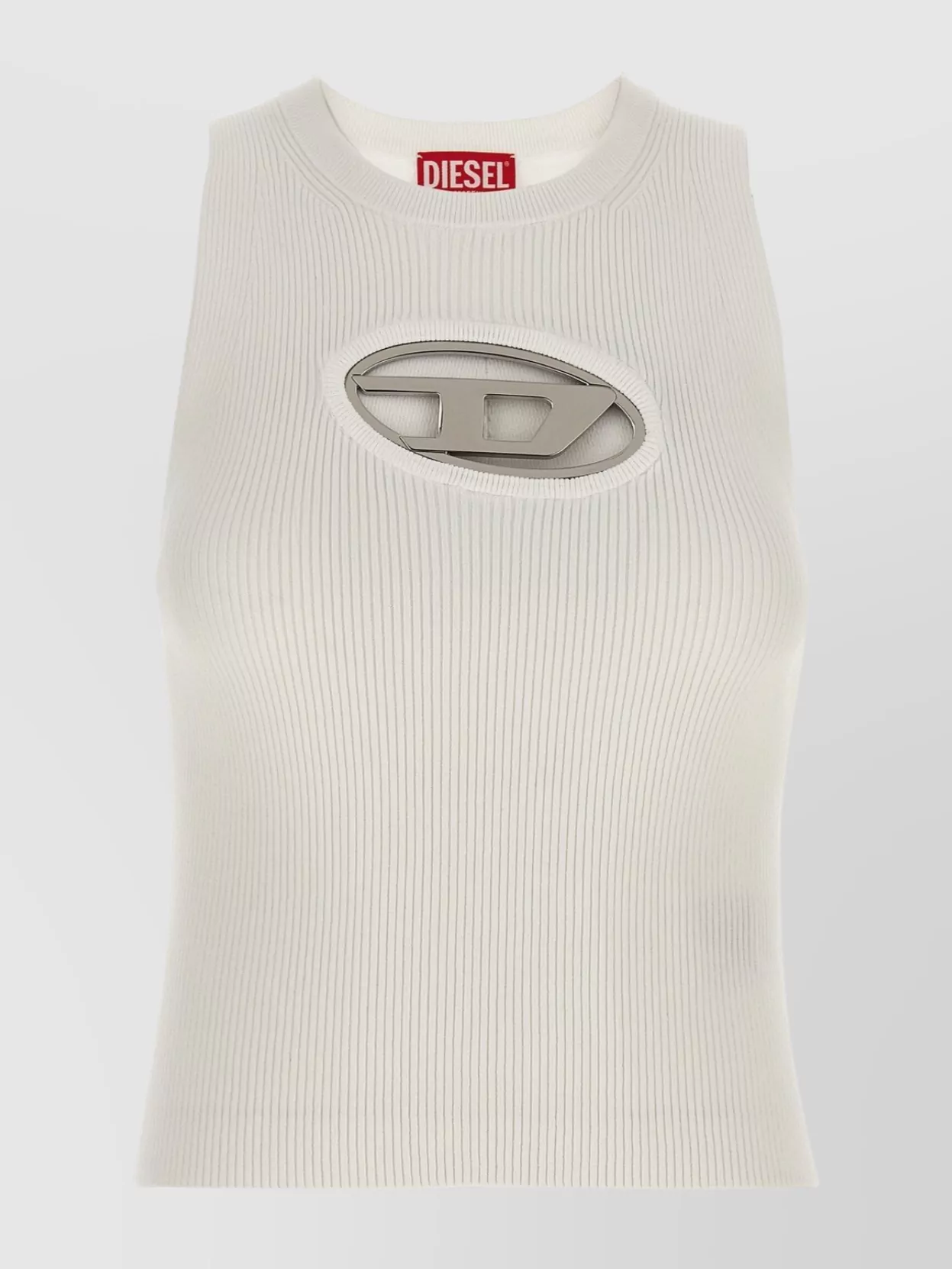 Diesel Ribbed Crew Neck Top With Cut-Out Detail