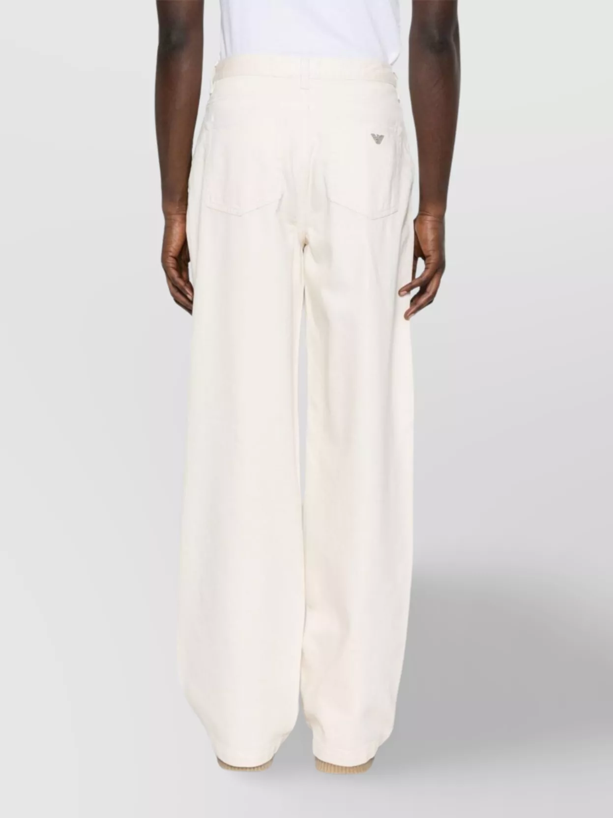 Emporio Armani Wide Leg Cotton Blend Trousers