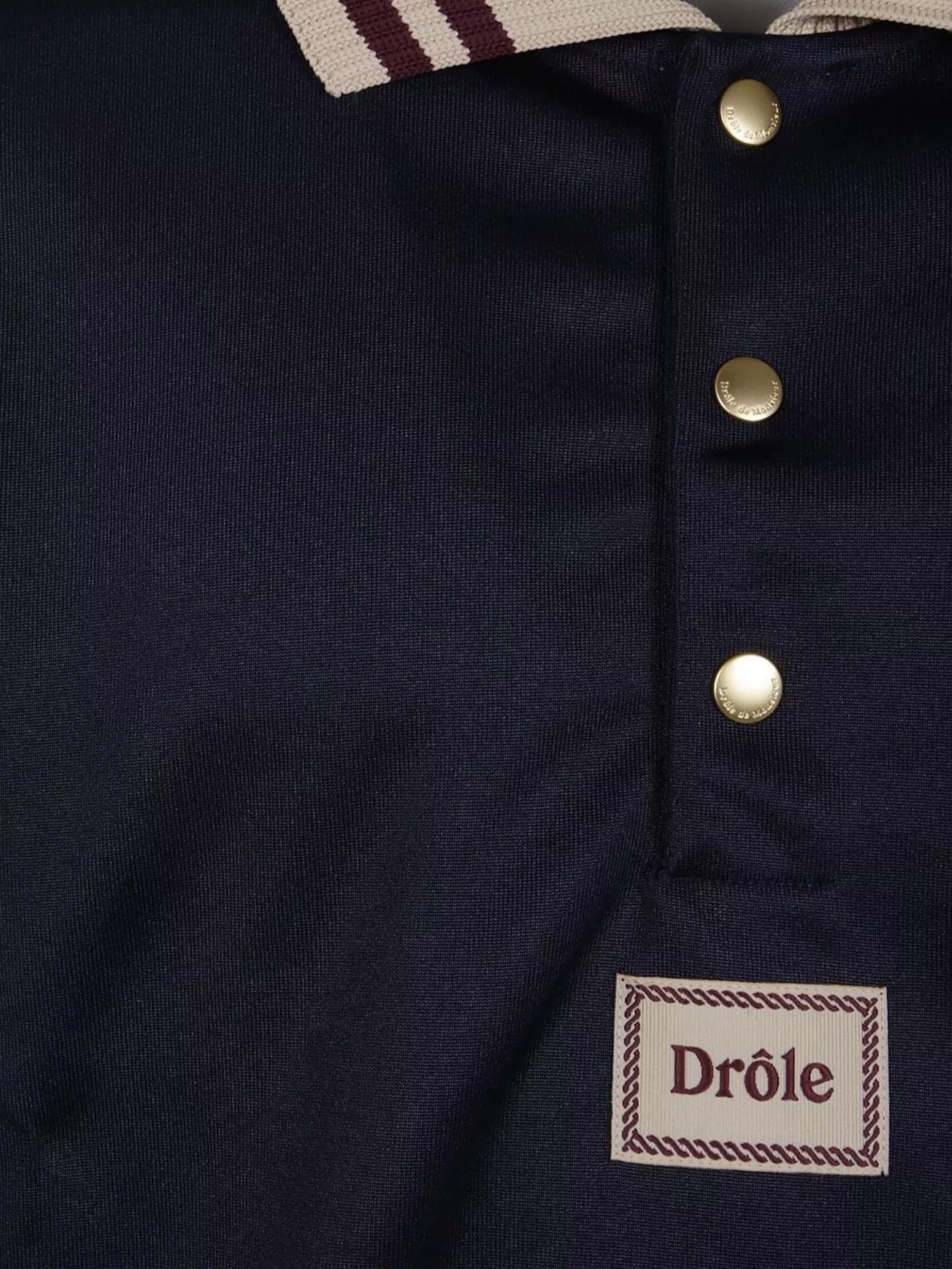 Drôle De Monsieur Long Sleeve Polo Shirt With Striped Collar